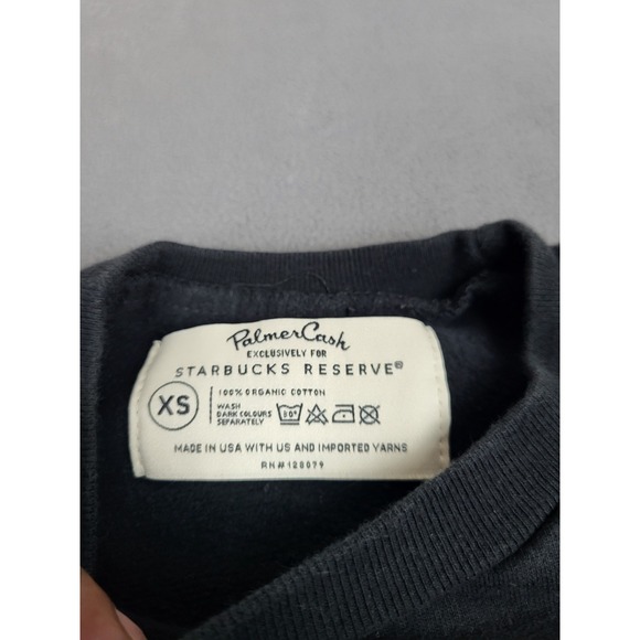 Starbucks Reserve‎ Coffee Sweatshirt Womens XS Black Crew Neck Foreign Spellout - Picture 4 of 9